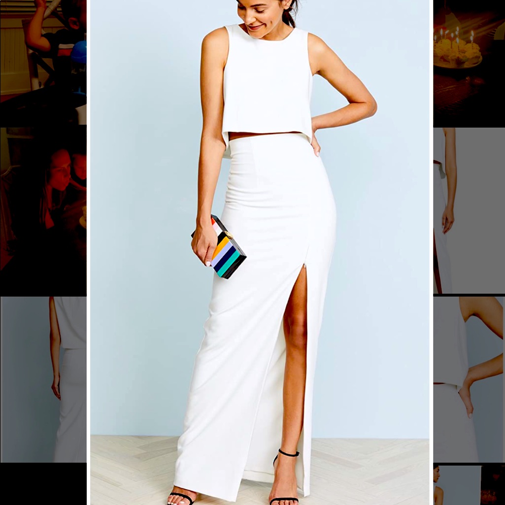 Black Halo White Top And Skirt